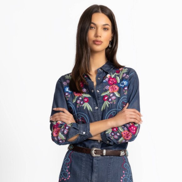 Johnny Was OVERSIZED SHIRT TUNIC Medium NWT - Picture 5 of 7